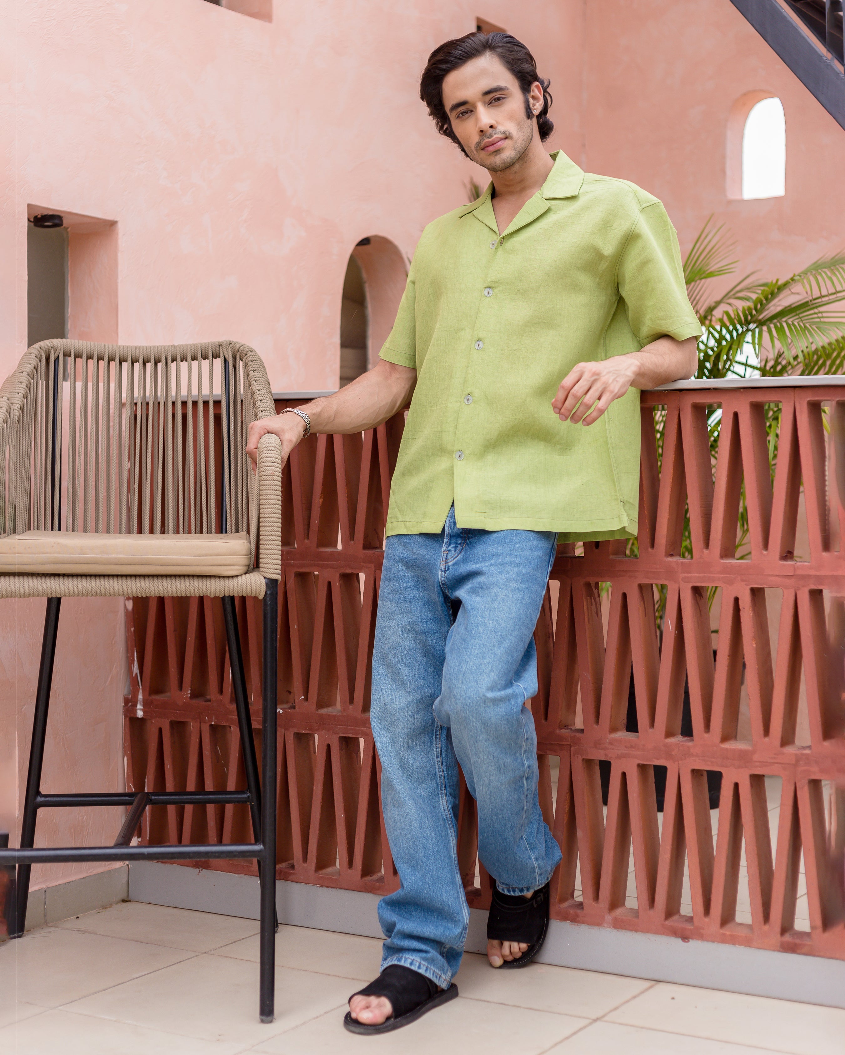 Sean Green Linen Solid Shirt