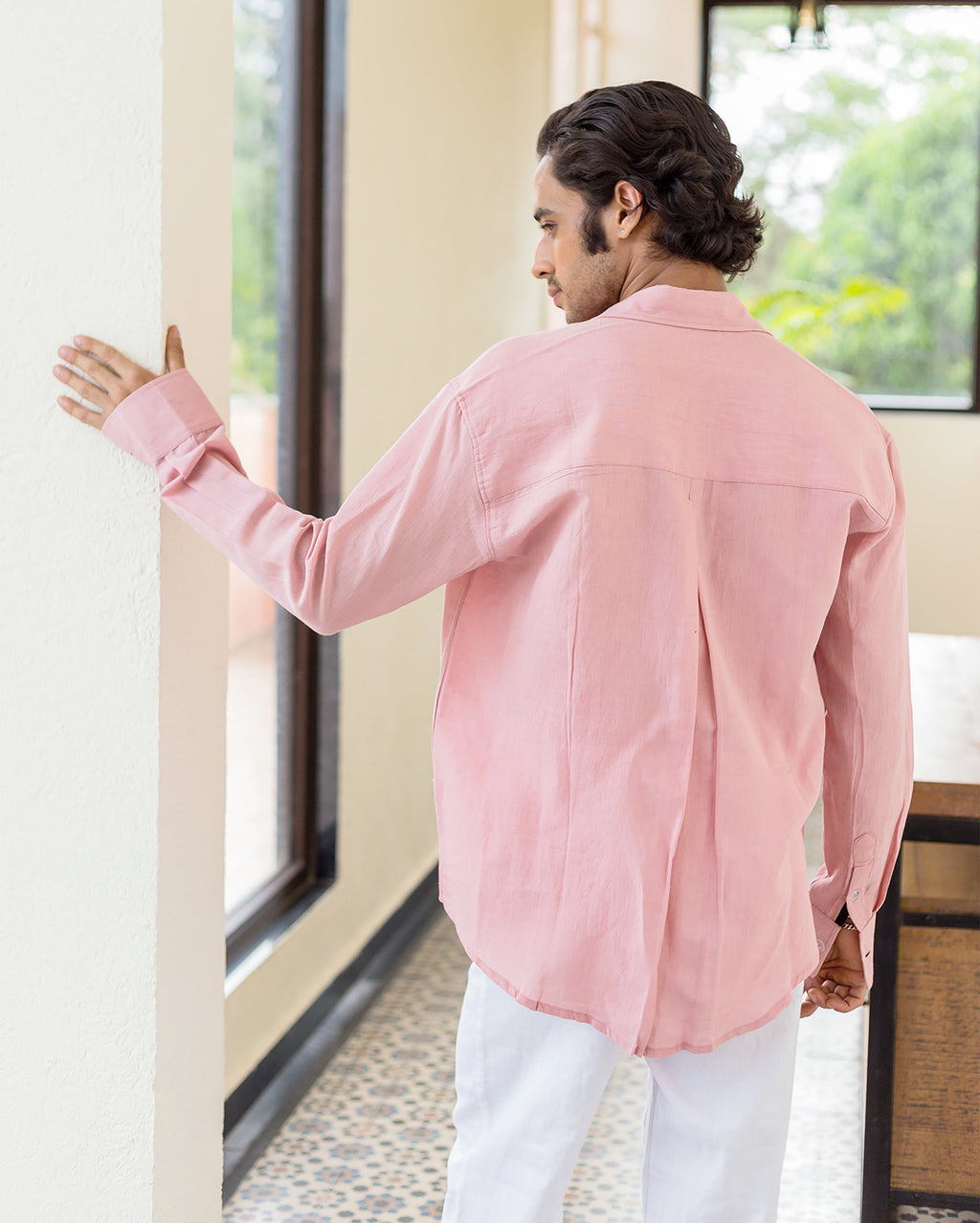 Theo Nude Pink Linen Solid Shirt