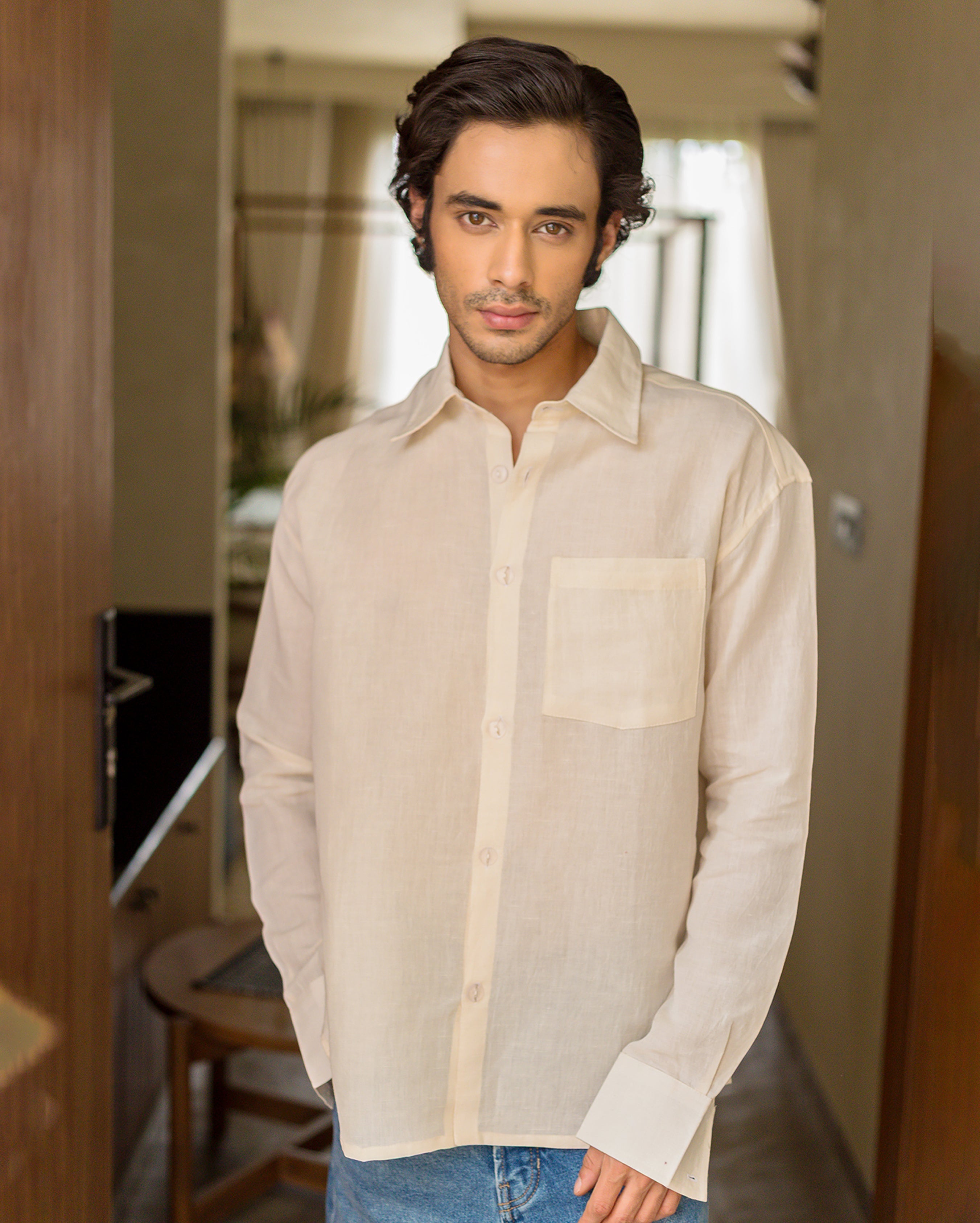 Piper White Linen Solid Shirt
