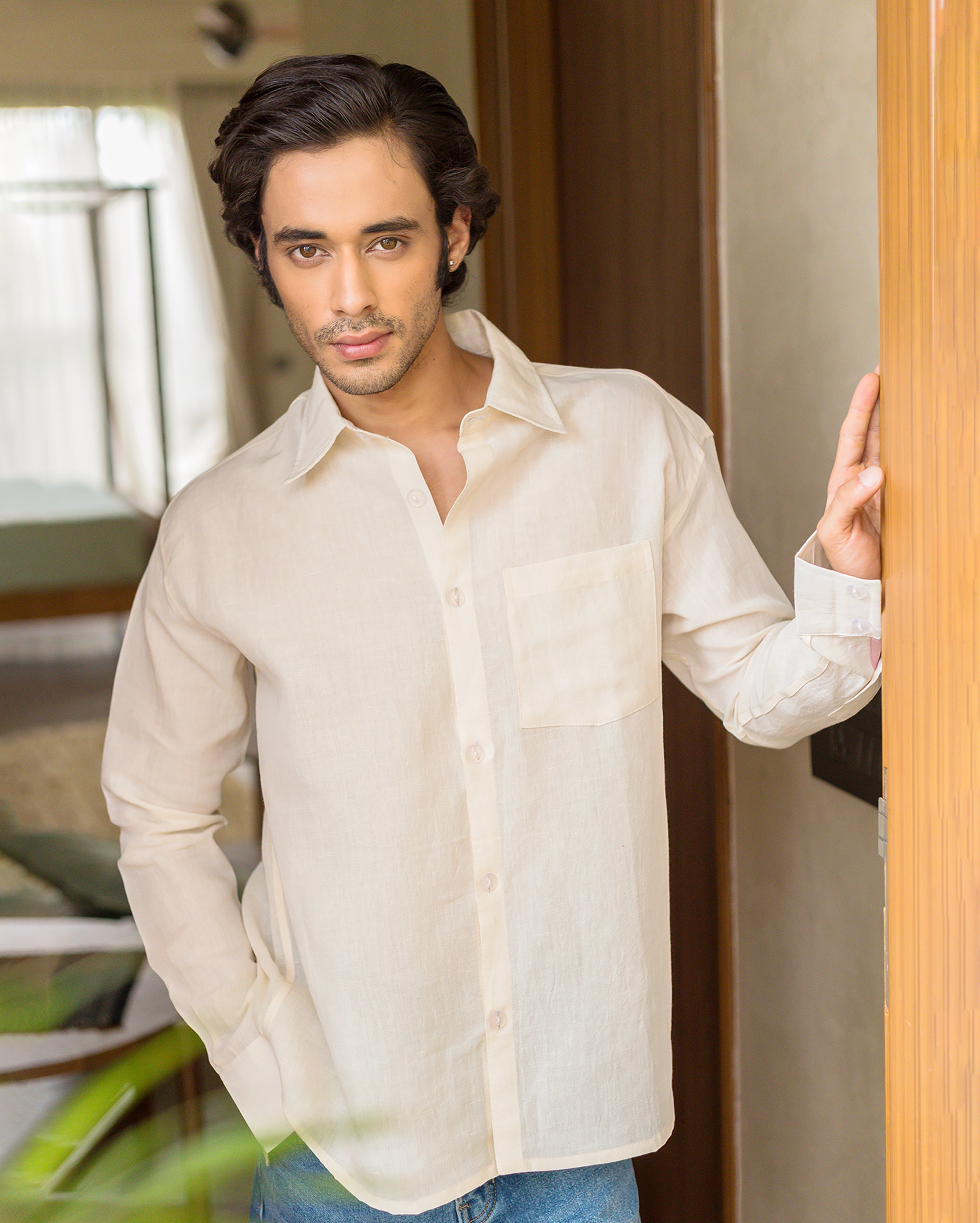 Piper White Linen Solid Shirt