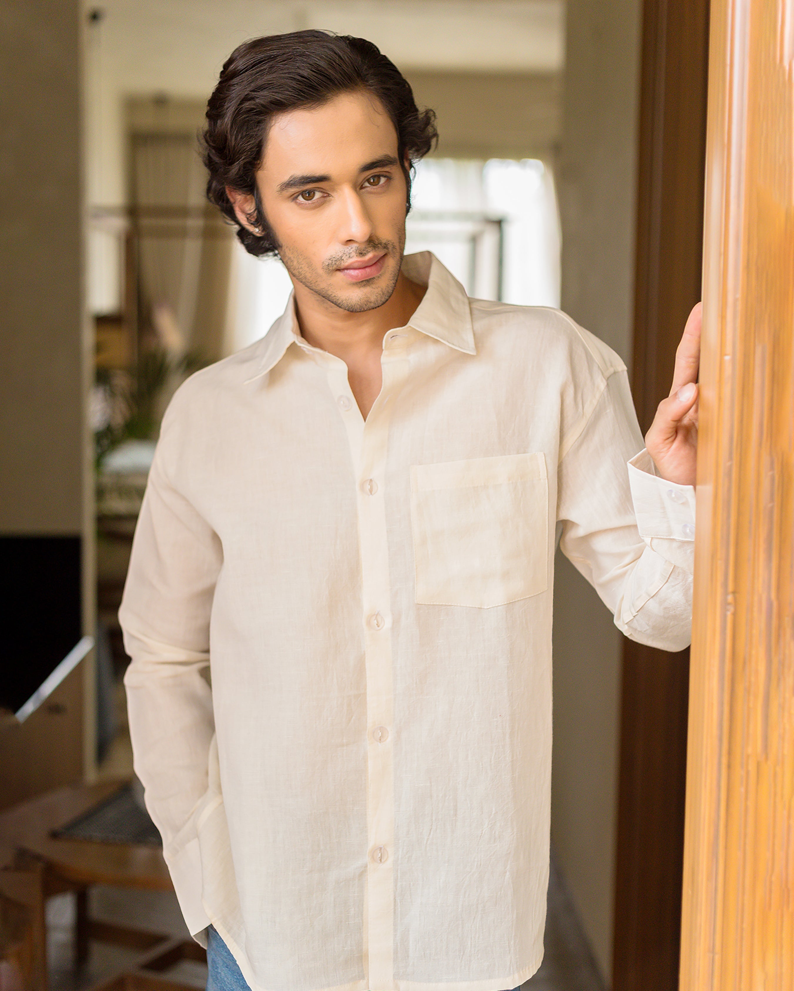 Piper White Linen Solid Shirt