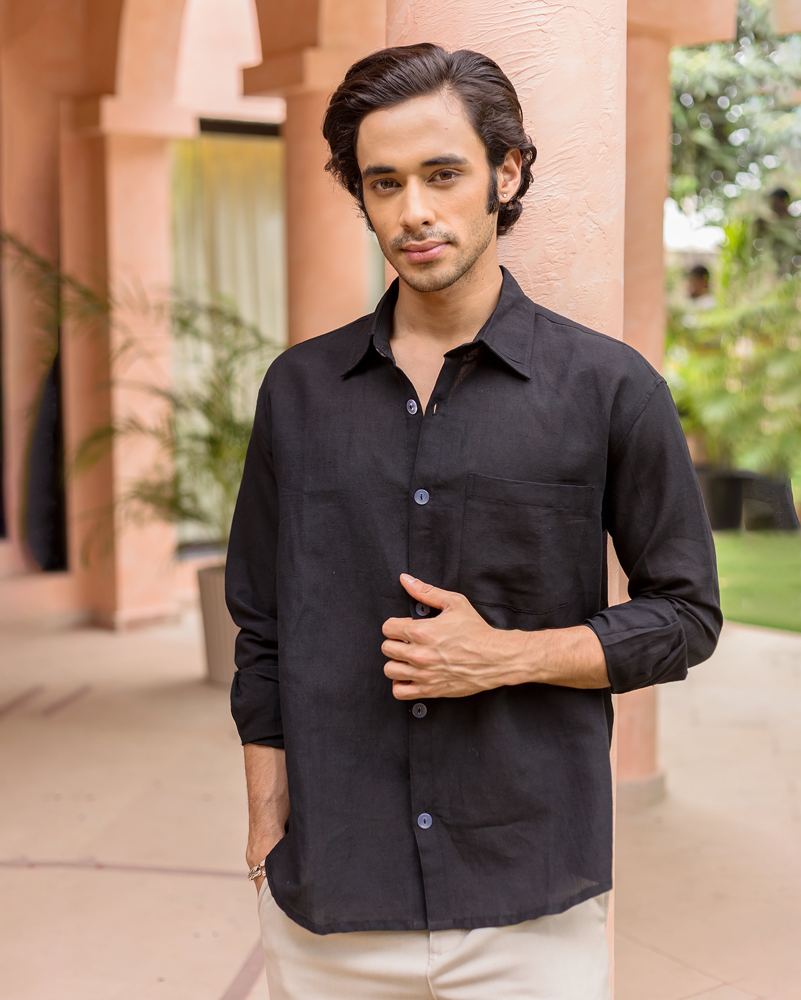 Daniel Black Linen Solid Shirt