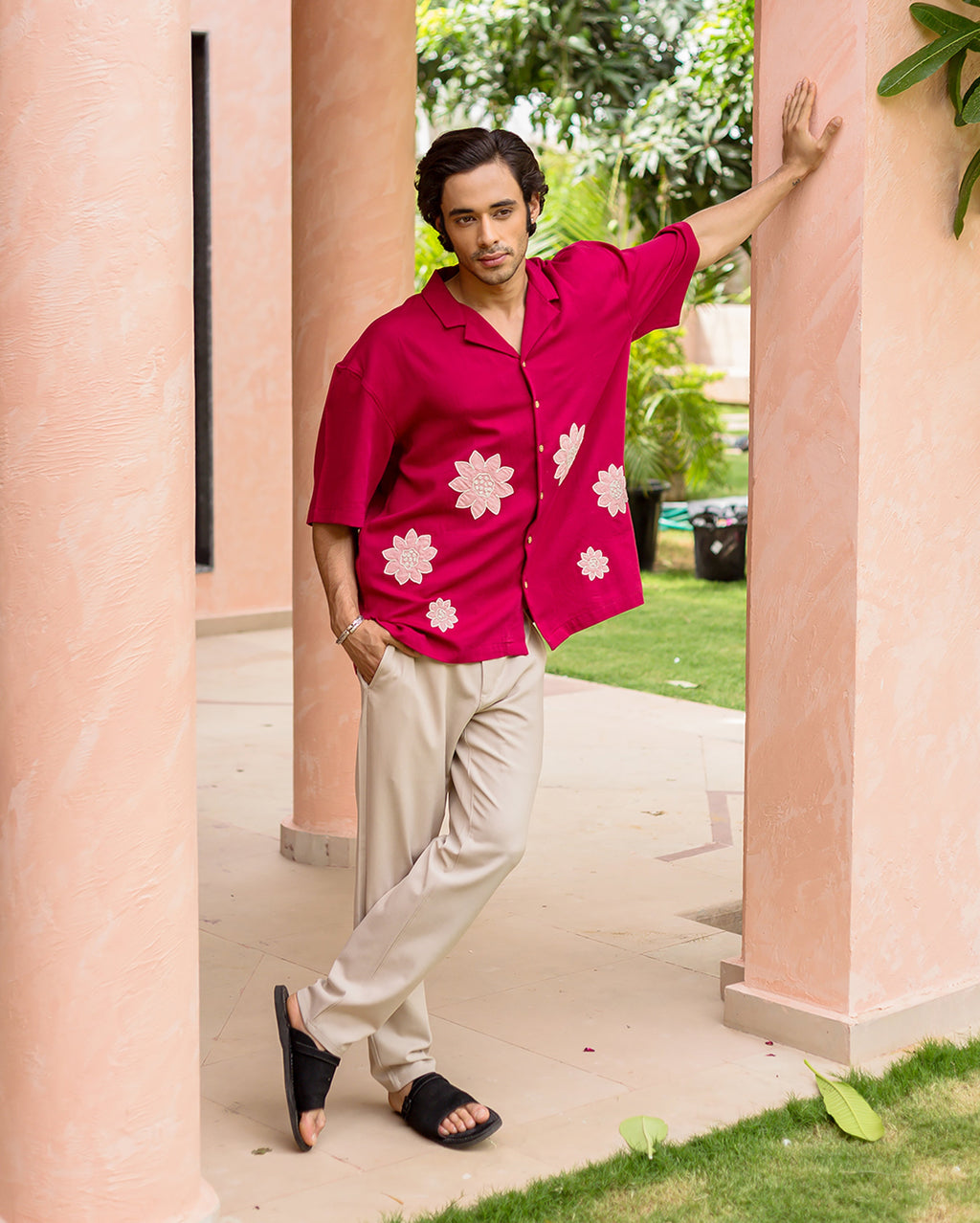 Sway Pink Embroidered Cotton Shirt