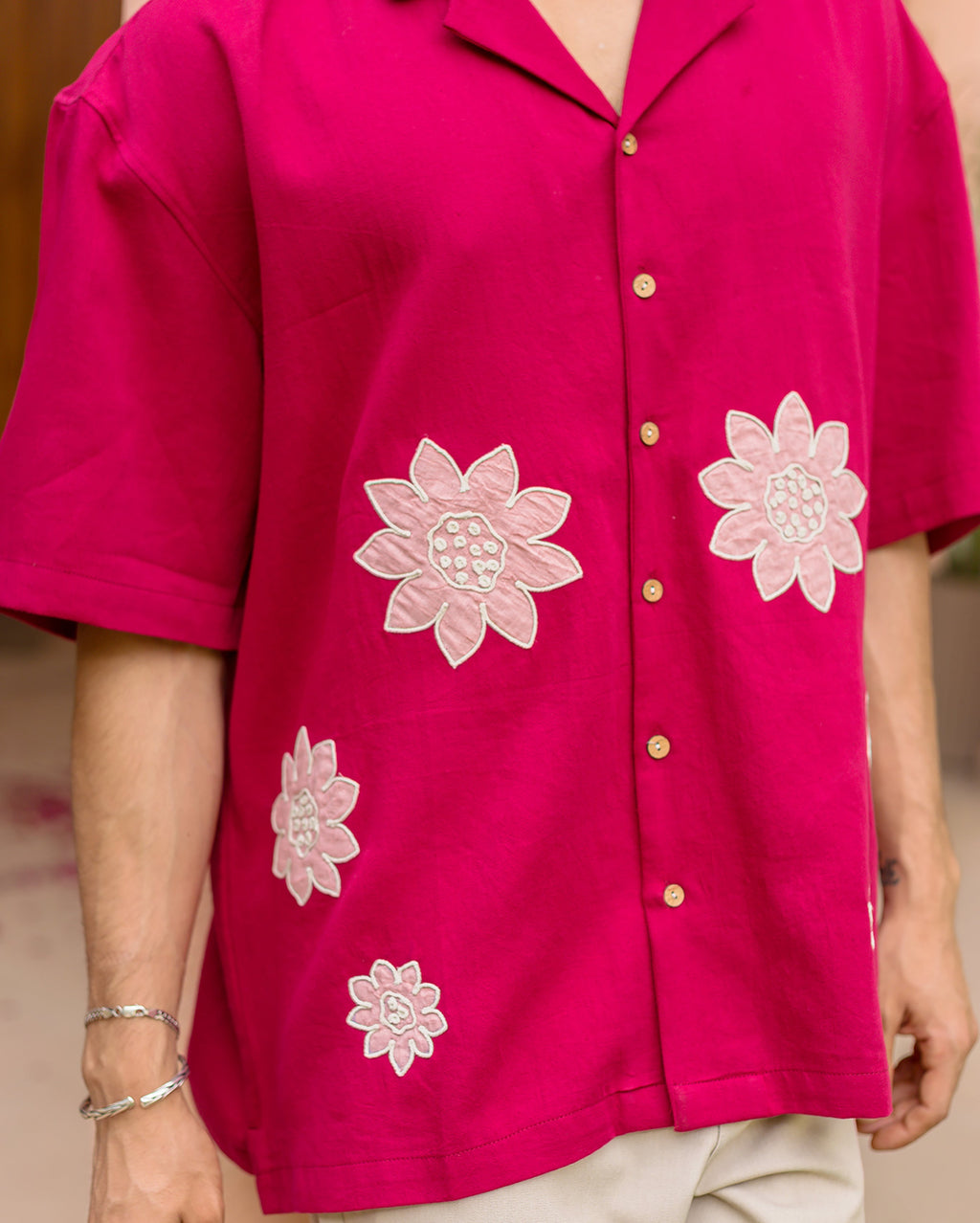 Sway Pink Embroidered Cotton Shirt