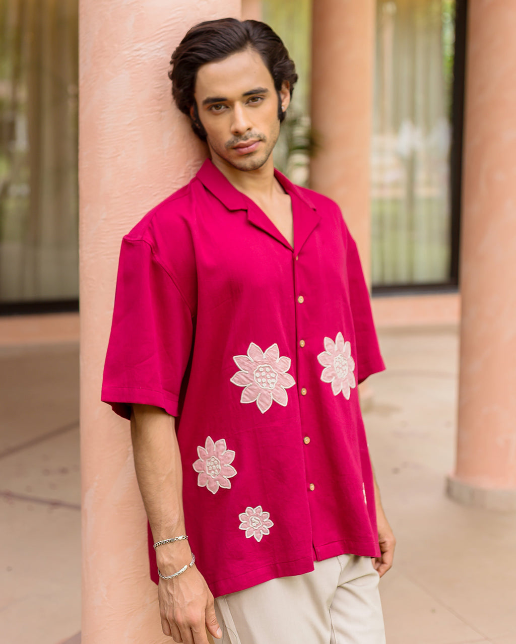 Sway Pink Embroidered Cotton Shirt