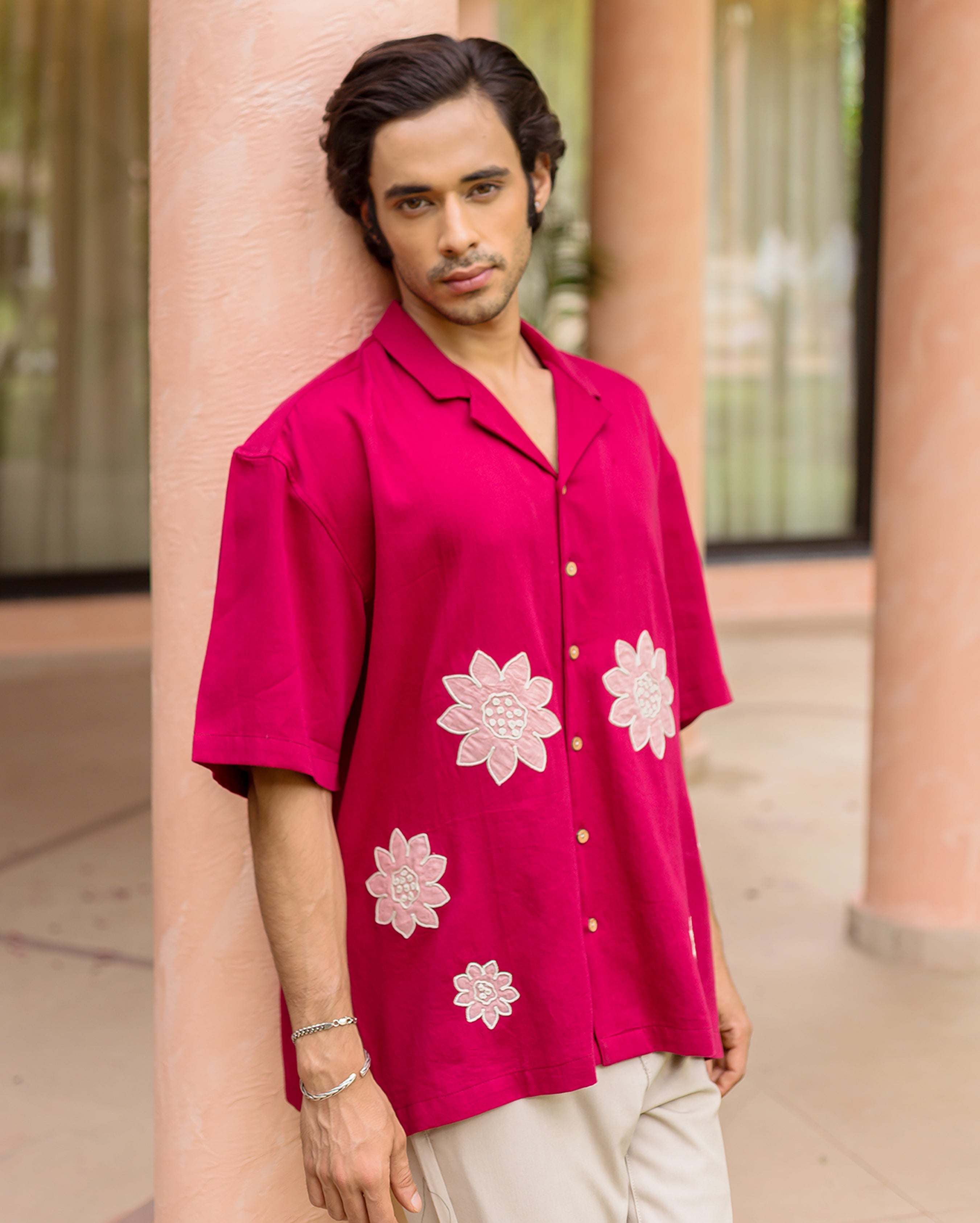 Sway Pink Embroidered Cotton Shirt