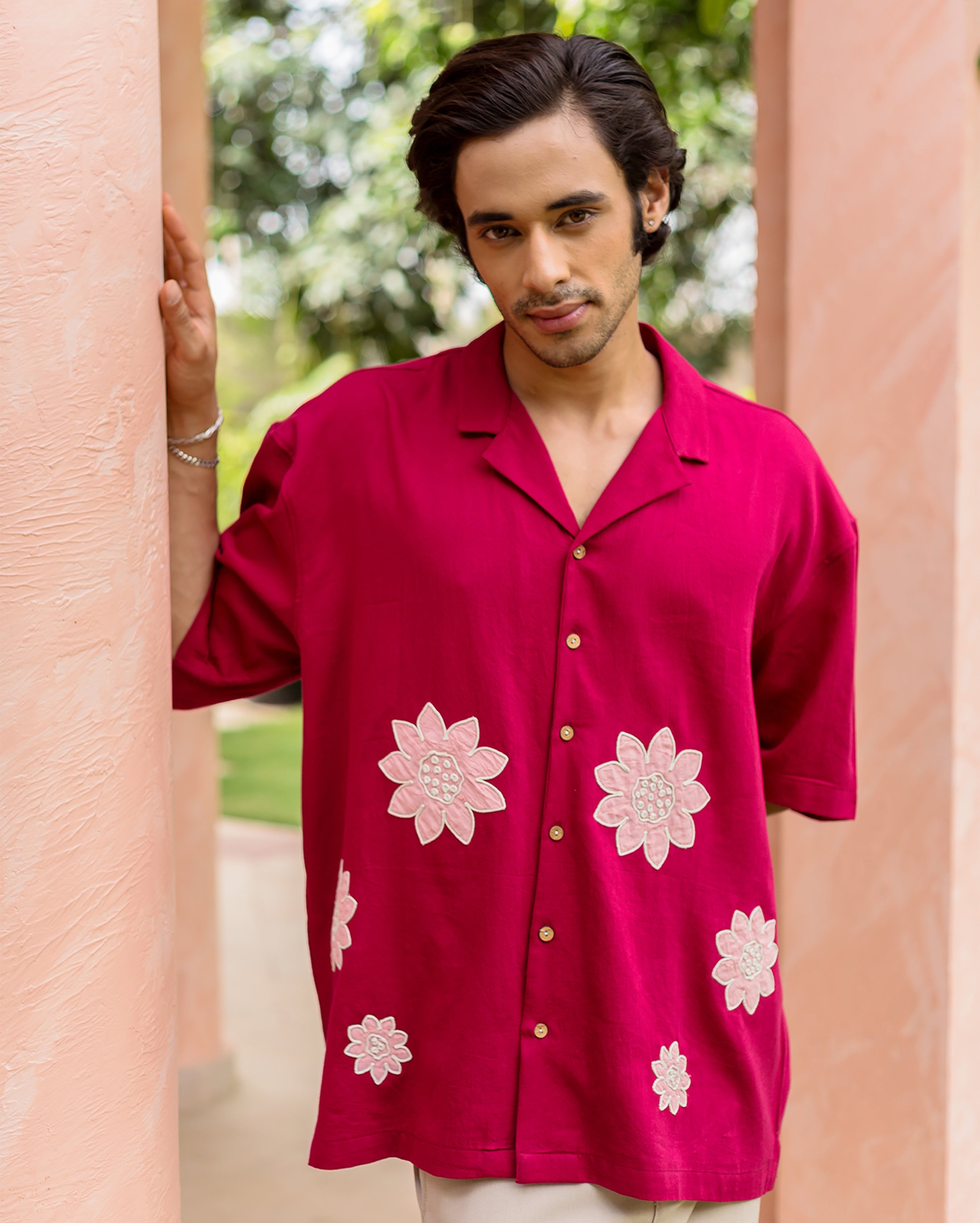 Sway Pink Embroidered Cotton Shirt