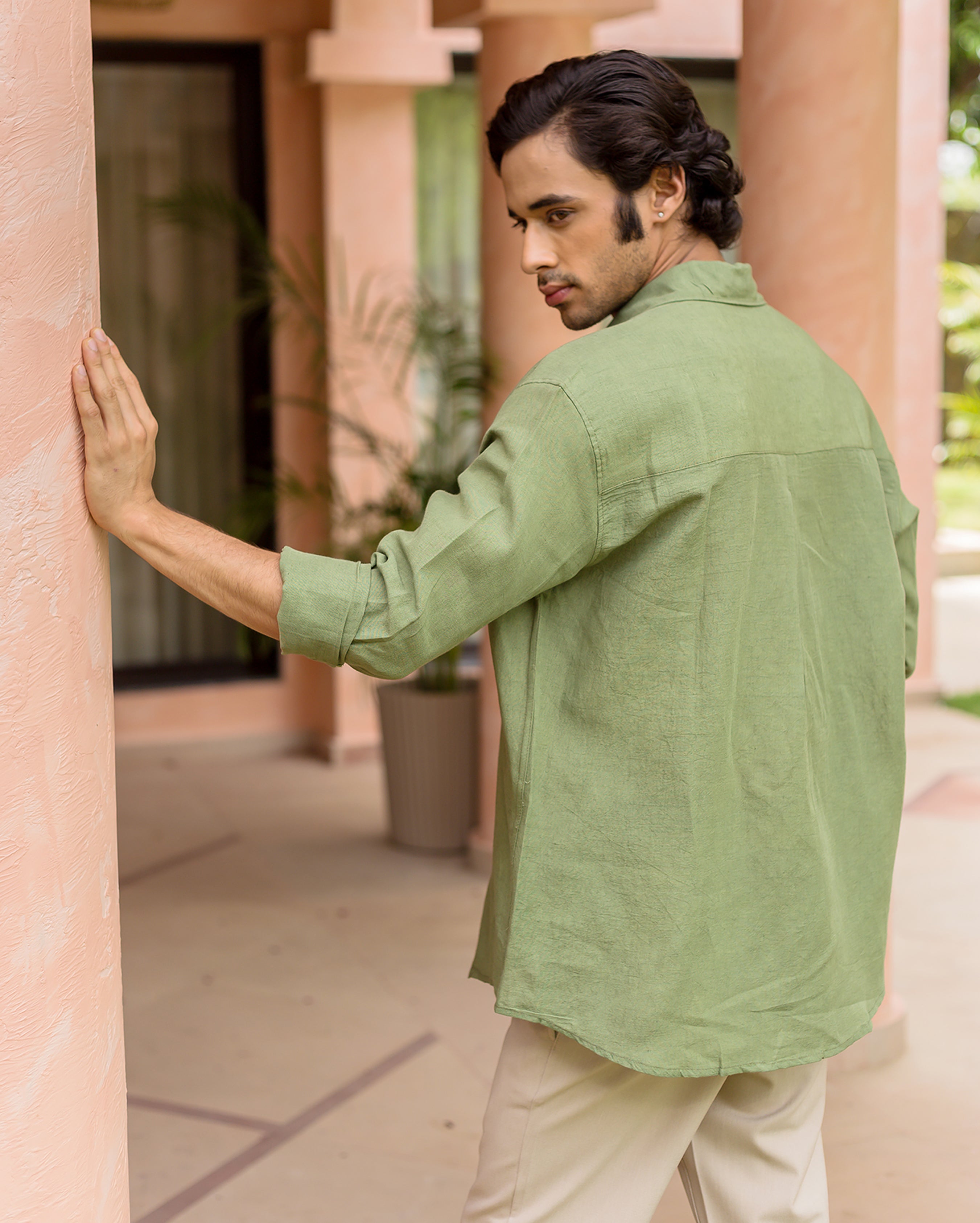 Jude Green Linen Solid Shirt