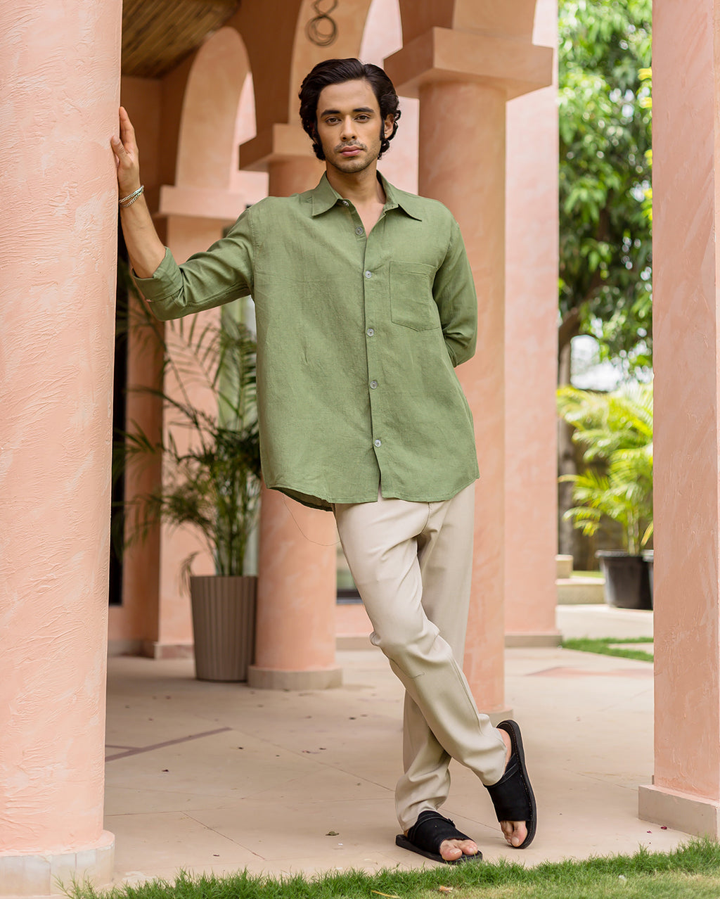 Jude Green Linen Solid Shirt