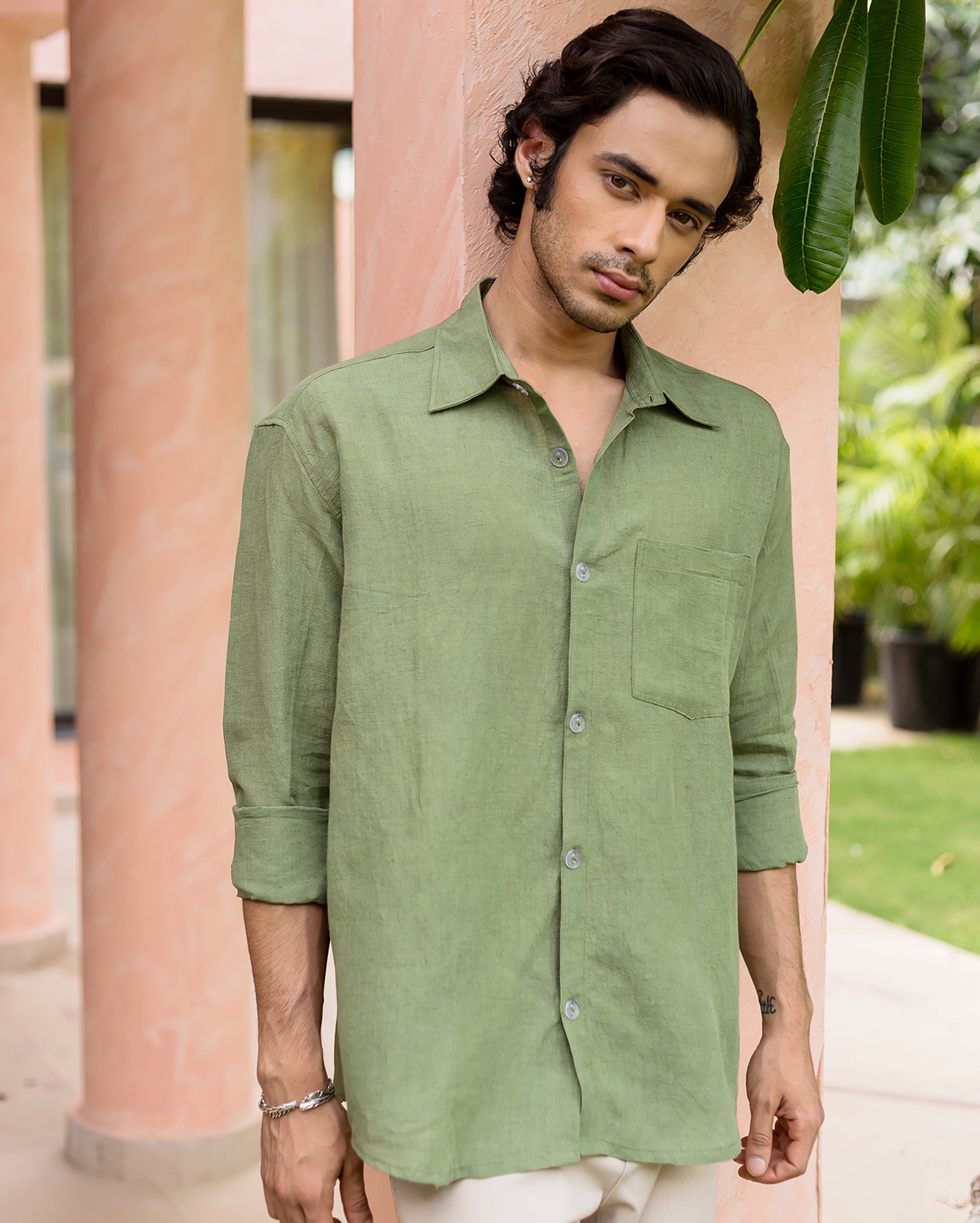 Jude Green Linen Solid Shirt