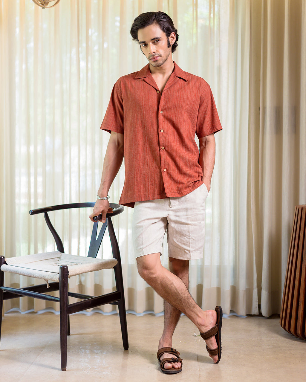 Milo Rust Orange Cotton Solid Shirt