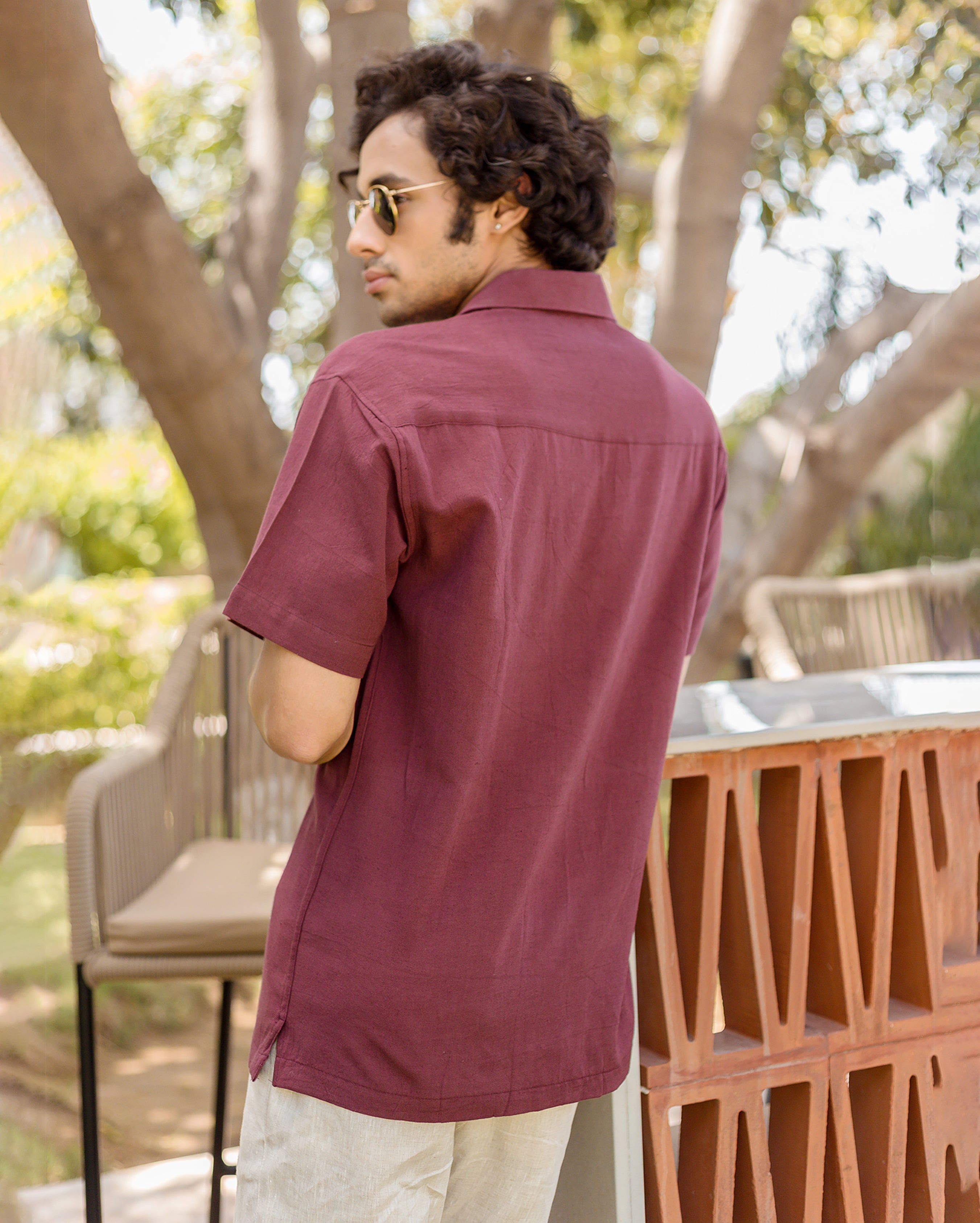Logan Brown Embroidered Slub Shirt