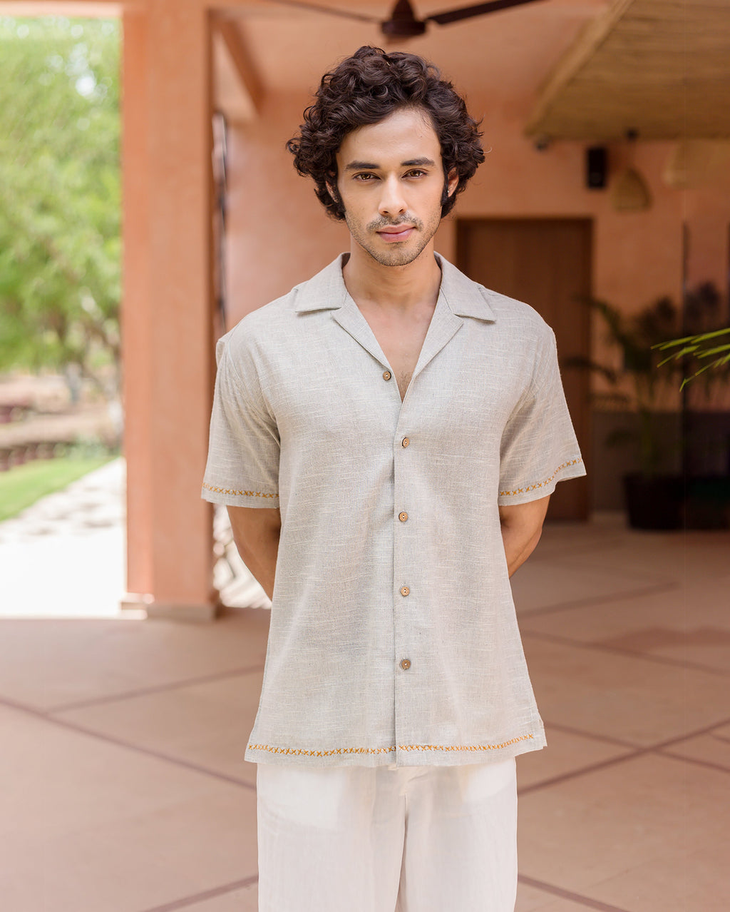 Owen Grey Embroidered Cotton Shirt