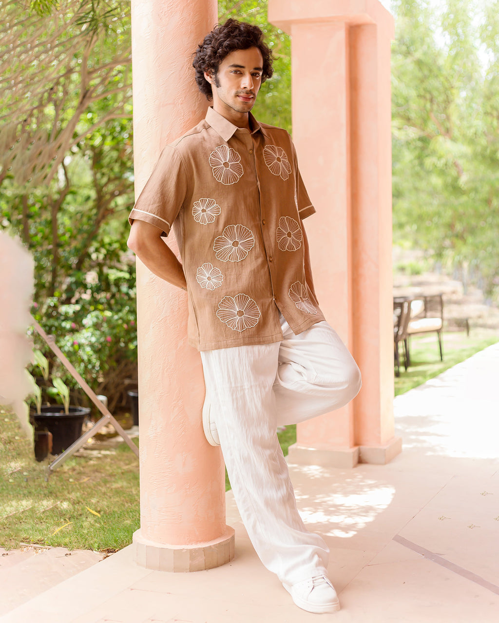 Cody Brown Embroidered Cotton Shirt