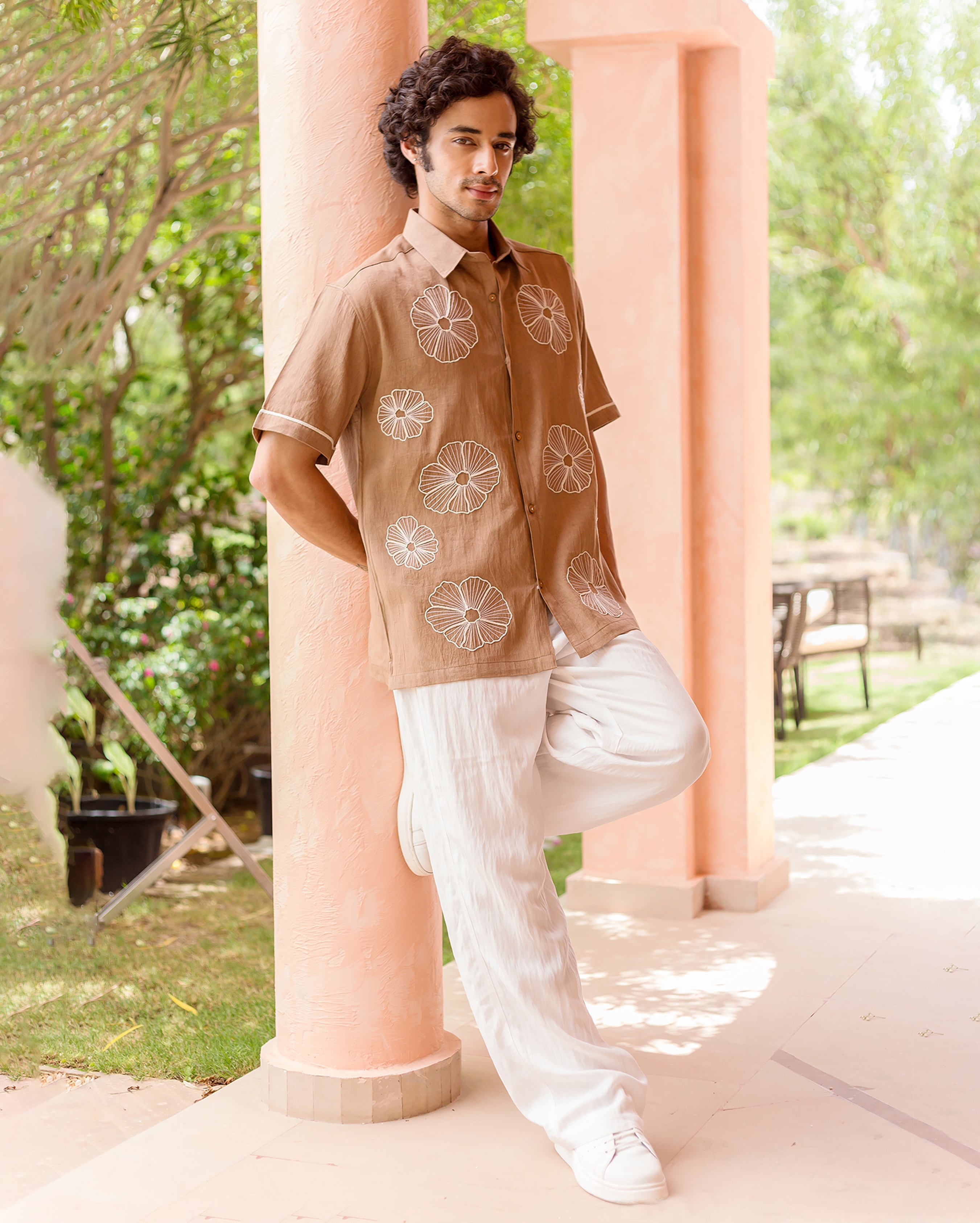 Cody Brown Embroidered Cotton Shirt