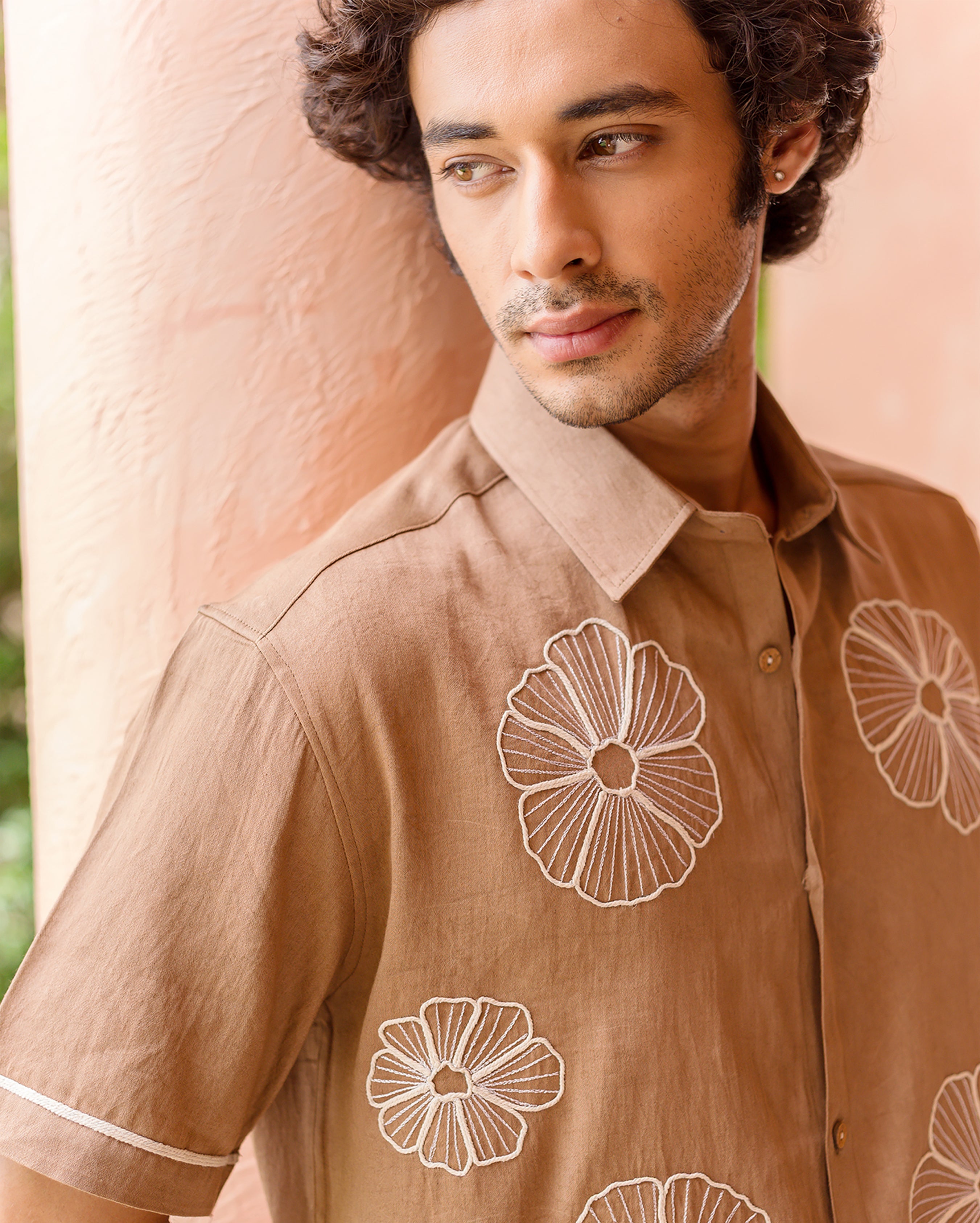 Cody Brown Embroidered Cotton Shirt